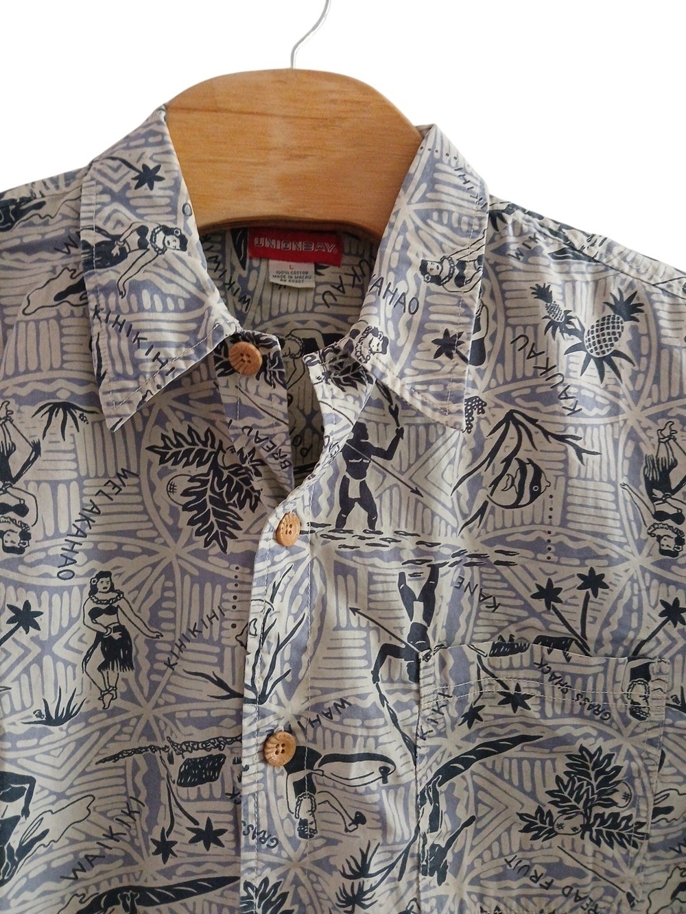 Vintage 90s Unionbay Hawaiian Theme Print Button Down Shirt Large